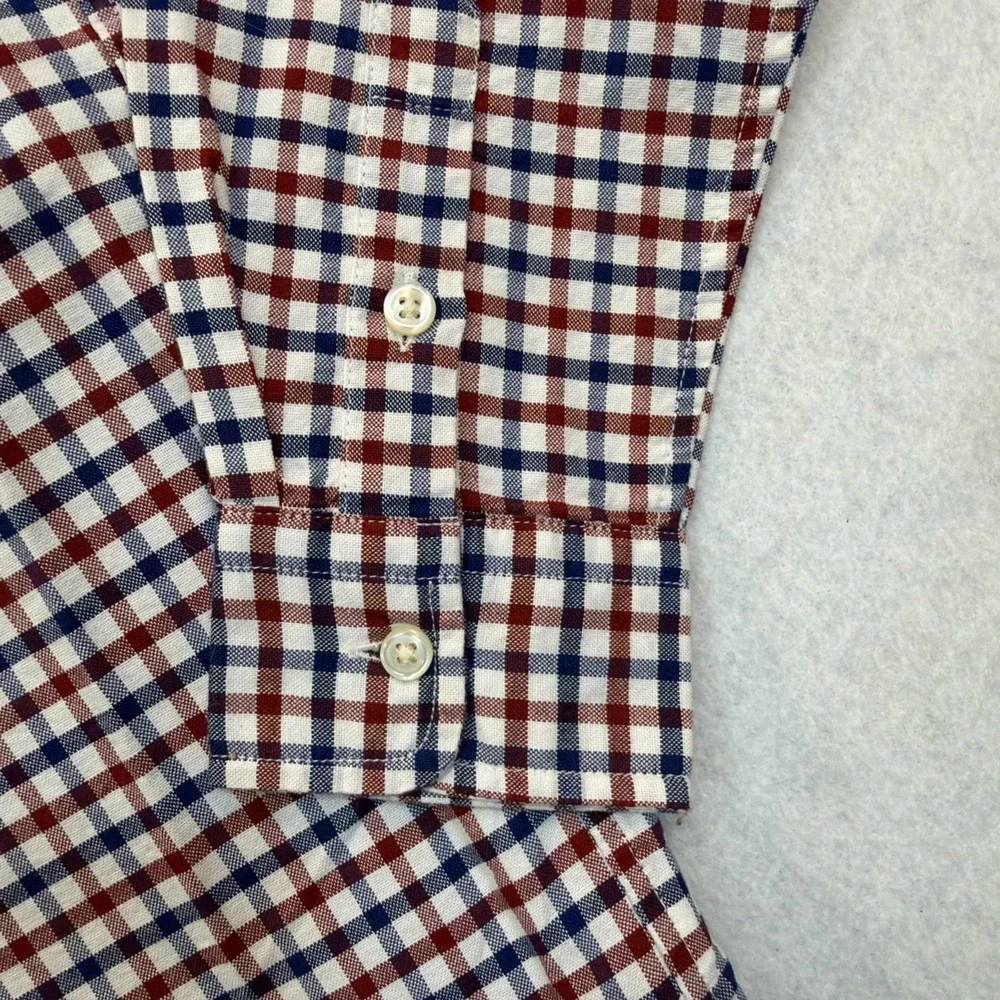 Ralph Lauren Boys Large 14-16 Gingham Button Down Shirt Red Navy‎ Blue Check